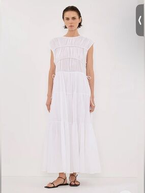 DISSH White Tiered Maxi Cotton Dress
